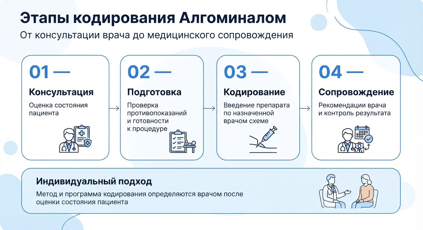 Кодирование препаратом «Алгоминал» в Стрежевом инфографика